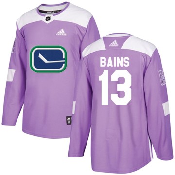 Authentic Adidas Men's Arshdeep Bains Vancouver Canucks Fights Cancer Practice Jersey - Purple