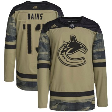 Authentic Adidas Men's Arshdeep Bains Vancouver Canucks Military Appreciation Practice Jersey - Camo