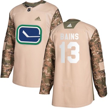 Authentic Adidas Men's Arshdeep Bains Vancouver Canucks Veterans Day Practice Jersey - Camo