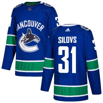 Authentic Adidas Men's Arturs Silovs Vancouver Canucks Home Jersey - Blue