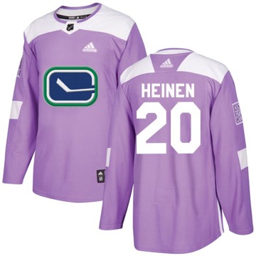 Authentic Adidas Men's Danton Heinen Vancouver Canucks Fights Cancer Practice Jersey - Purple