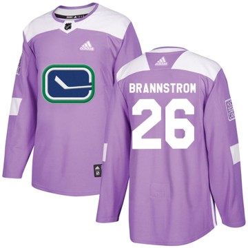 Authentic Adidas Men's Erik Brannstrom Vancouver Canucks Fights Cancer Practice Jersey - Purple