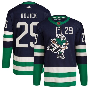 Authentic Adidas Men's Gino Odjick Vancouver Canucks Reverse Retro 2.0 Jersey - Navy