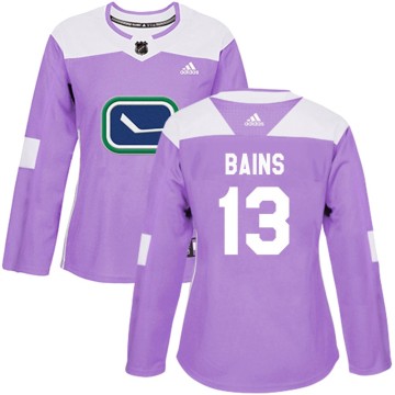 Authentic Adidas Women's Arshdeep Bains Vancouver Canucks Fights Cancer Practice Jersey - Purple