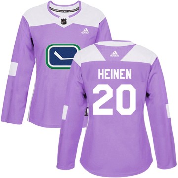 Authentic Adidas Women's Danton Heinen Vancouver Canucks Fights Cancer Practice Jersey - Purple