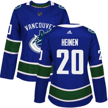 Authentic Adidas Women's Danton Heinen Vancouver Canucks Home Jersey - Blue