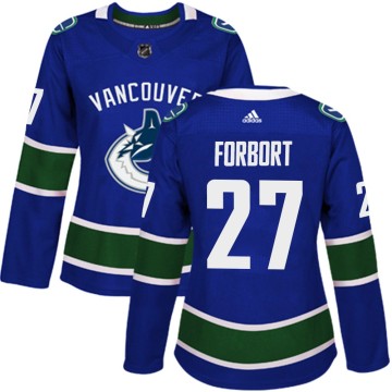 Authentic Adidas Women's Derek Forbort Vancouver Canucks Home Jersey - Blue