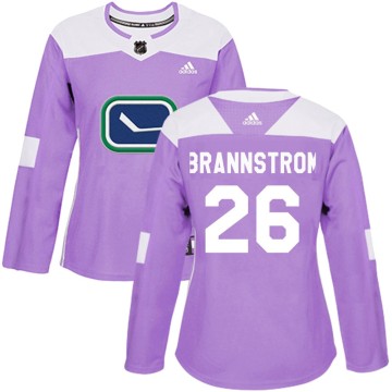 Authentic Adidas Women's Erik Brannstrom Vancouver Canucks Fights Cancer Practice Jersey - Purple