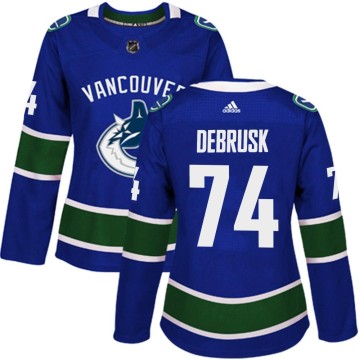 Authentic Adidas Women's Jake DeBrusk Vancouver Canucks Home Jersey - Blue