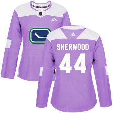 Authentic Adidas Women's Kiefer Sherwood Vancouver Canucks Fights Cancer Practice Jersey - Purple