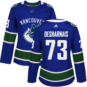 Authentic Adidas Women's Vincent Desharnais Vancouver Canucks Home Jersey - Blue