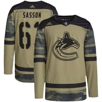 Authentic Adidas Youth Max Sasson Vancouver Canucks Military Appreciation Practice Jersey - Camo