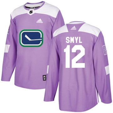 Authentic Adidas Youth Stan Smyl Vancouver Canucks Fights Cancer Practice Jersey - Purple