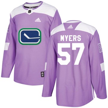 Authentic Adidas Youth Tyler Myers Vancouver Canucks Fights Cancer Practice Jersey - Purple