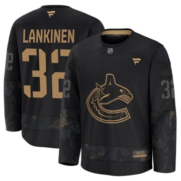 Premium Fanatics Men's Kevin Lankinen Vancouver Canucks 2024 Military Appreciation Practice Jersey - Black