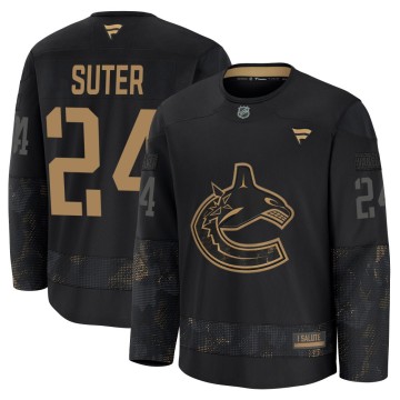 Premium Fanatics Men's Pius Suter Vancouver Canucks 2024 Military Appreciation Practice Jersey - Black