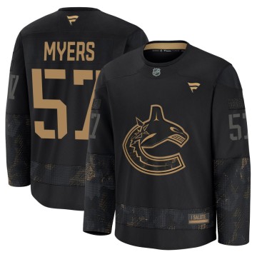 Premium Fanatics Men's Tyler Myers Vancouver Canucks 2024 Military Appreciation Practice Jersey - Black