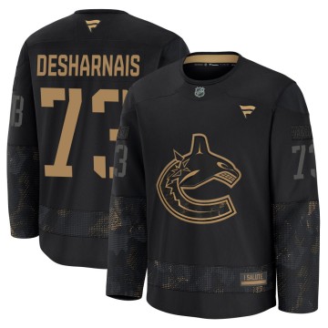 Premium Fanatics Men's Vincent Desharnais Vancouver Canucks 2024 Military Appreciation Practice Jersey - Black