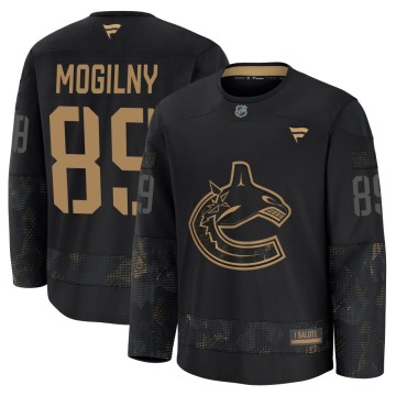 Premium Fanatics Youth Alexander Mogilny Vancouver Canucks 2024 Military Appreciation Practice Jersey - Black