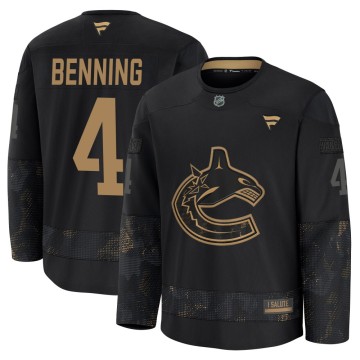 Premium Fanatics Youth Jim Benning Vancouver Canucks 2024 Military Appreciation Practice Jersey - Black