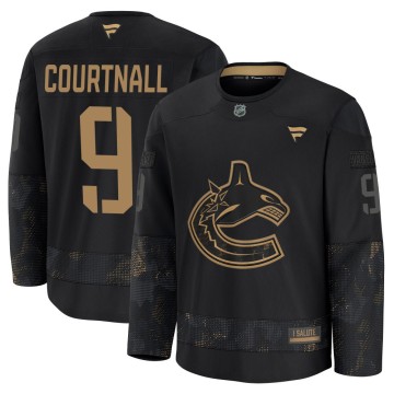 Premium Fanatics Youth Russ Courtnall Vancouver Canucks 2024 Military Appreciation Practice Jersey - Black